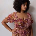 LC Lauren Conrad Floral Fit And Flare Boho Puff Sleeve Tiered Midi Dress Size 1X Photo 2