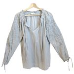 Lucky Brand Shirt Women Small Blue Gray Lagenlook Puffy Fairy Medieval Princess Photo 0