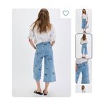 Driftwood Amie Culotte Size 12 Summer Blues Wide Leg Cropped Jeans Embroidered Photo 7