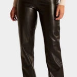Abercrombie & Fitch  90’s Straight Ultra High Rise Black Leather Pants 26 Short Photo 0