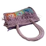 Children's Place Raffia Crochet HANDBAG PURSE Girls Flower Double Sided 6.5x4.5” Purple Photo 3