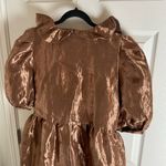 Topshop Metallic Puff Sleeve Mini Wrap Dress In Copper Size 8 Photo 8
