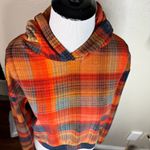Topshop  Orange Plaid Velour Cropped Hoodie Sweatshirt Size2 Photo 2