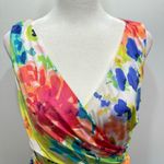 CHAPS Ralph Lauren Chap’s Draped Wrap Front Colorful Floral Sleeveless Dress Medium Photo 12