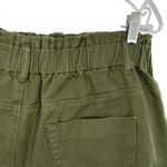 A loves A Olive Green High Waisted Paperbag Elastic Waist Denim Shorts Photo 4