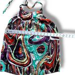 The Limited  100% Silk Halter Teal Orange Brown Yellow Geometric Design Size S Photo 7