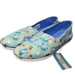 Toms Women’s Alpargata Pastel Blue Mermaid Party Print Canvas Slip Ons Size 9 Photo 0