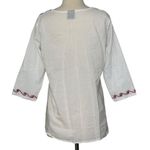 OMJA WORLD Mexican Embroidered Peasant Blouse Floral Ethnic Authentic Top Sz L White Size L Photo 6