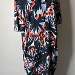 Whistles Navy and Orange Palm Patterned Dress Blue Size 8 Photo 1