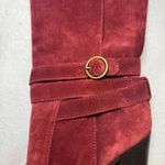 Diane Von Furstenberg  Wine Red Maroon Suede Leather Wrapped Heeled Boots 8.5 M Photo 2