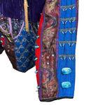 Vintage Judith Roberts Mexico Patchwork Fringe Jacket Beaded Western L/XL Purple Photo 2