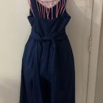 Forever 21 Contemporary Blue Wide Leg Jumpsuit Cut Out Tie Back Size S Photo 1