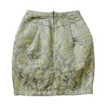 H&M Skirt Gold Light Blue Brocade Glitter Dressy Party Mini Skirt Size 6 Photo 4
