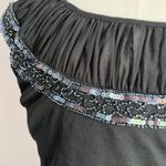 Source Unknown Vintage Black Beaded Evening Sequin Evening Wear Blouse Sz M Photo 5