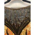 Scala VTG Madame Butterfly Black & Gold Hand Sewn Beaded 100% Silk Top Photo 8