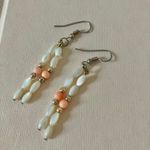 Vintage White Pink Dangle Pearlescent Earrings “Arwenne” Pastel Feminine Soft Jewelry Photo 2