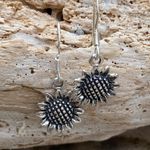 Sunflower sterling silver dangling earrings Photo 2