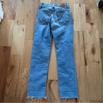 Levi's Levi’s Wedgie Straight High Rise Blue Jeans with Frayed Hem Photo 1