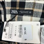ZARA NEW Black White Plaid Paperbag Tie Belt Preppy Checkered Wrap Mini Skirt XS Photo 5