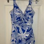 One Piece Penbrooke Blue/White Print V Neck Sleeveless  18 Photo 0