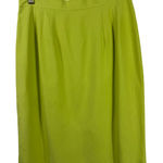 City Silk Lime Green Silk Pencil Skirt Elastic Waist Size 10 Vintage Y2K Office Photo 0