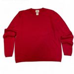 Vintage LL Bean Womens Large Red Lambswool Classic Crewneck Knit Sweater Preppy Photo 1