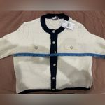 Mango NWT Pocket Tweed Cardigan Sz XL Extra Large Off White Cotton Blend Office Photo 7