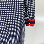 Vintage 60s 70s Cay Artley Shirt Dress Polka Dot Navy Blue Nautical Retro Size L Photo 7