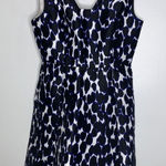 Kate Spade New  Leopard Fit‎ and Flare Dress 6 Sleeveless Blue Black White CP0207 Photo 0