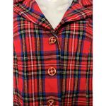 Handmade Vintage Plaid Jacket Womens Medium Red Blue Black Button Front Retro Mod 60s 70s Photo 3