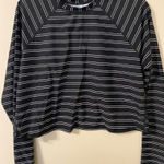 Shade & Shore NWT  Black Striped Cropped Long Sleeve Swim Top Size XL 16 Photo 0