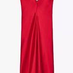 ZARA  maxi Red Evening Dress corset satin midi wedding party cocktail  Photo 9
