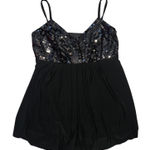 R & M Richards VTG y2k Black Sequin Babydoll Top USA Made Party Womens 10 Elegant Photo 0