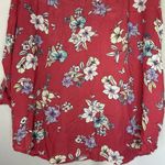 a.n.a  Coral‎ Floral Size PXXL Button Down Shirt Top Long Roll Tab Sleeve Pockets Photo 10