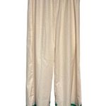 Wide Leg Lounge Pants Elastic Waist Cream Green Diamond Print Comfy Size M Photo 0