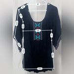 Roxy  Women’s Embroidered Boho Sunset City 2 Black Mini Dress with Bell Sleeves Photo 8