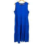 ME+EM Womens Maxi Dress US 12 Blue Sleeveless Tiered Casual Cotton Casual Chic Blue Photo 2