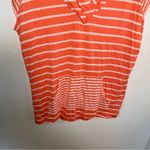New York & Co. Hooded T-Shirt Coral White Stripes Photo 2