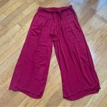 Loft Wide Leg High waisted summer pants with side slits and tie waist belt Sz M Photo 1
