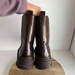 Dream Paris Dream Pairs Chocolate Brown Shiny Water Resistant Chunky Pull on Boots 8.5 Photo 4