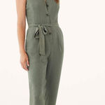 Splendid  Helena Button Front Belted 
Jumpsuit Romper in Olive Green Size: XS Photo 0