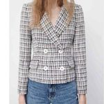 ZARA  Textured Double Tweed Breasted Blazer Classic Preppy Large Photo 0