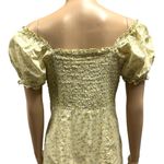 Hesperus  Off Shoulder Button Up Yellow Green Floral Mini Dress Womens Large Photo 4