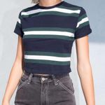 Brandy Melville  helen coastal navy blue striped baby tee t-shirt 100% cotton Photo 5