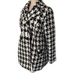 Candie's Vtg  Y2K Houndstooth Double Breasted Coat sz L Black White Wool  Bow 2000 Photo 5