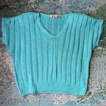 Vintage 80/90s Liz Claiborne silk blend ribbed short sleeve sweater, size SP Blue Photo 6