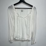 Hollister  Womens Long Sleeve Off The shoulder Crop Top Size M Gauze White Tie Photo 0