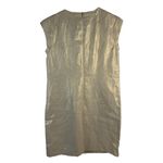 J Crew Sz 2 Dress Beige Gold Metallic Linen Shift Grommet V Photo 11