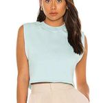 Alice + Olivia NWT  Braxton Cropped Sleeveless Sweatshirt Boxy Fit Tiffany Blue L Photo 0