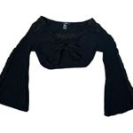Forever 21 , small, black, flare-sleeve, tie-front bandeau top Photo 0
